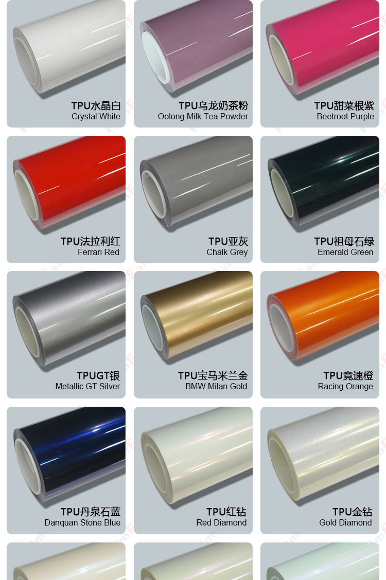 Factory Direct Sales Tpu Matte Color-Changing Film Ppf Frosted Matte Satin Silk Surface Colorful Car Wrap High Stain Resistance Self-Healing