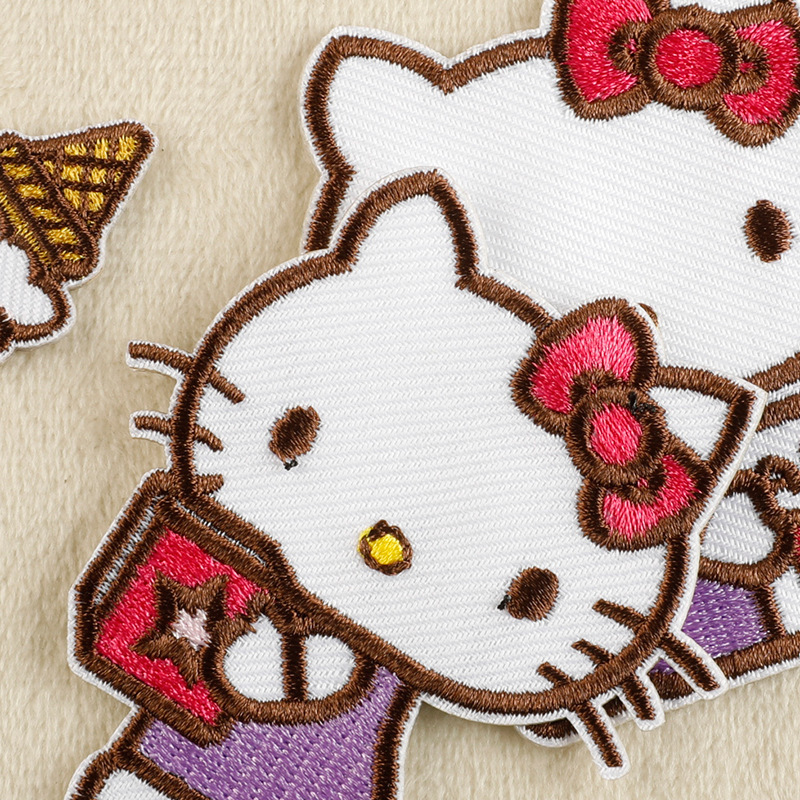 刺繍ラベル漫画子猫刺繍ステッカーアニメ自己粘着外国貿易パッチ衣類アクセサリーアクセサリーパッチ布ステッカー|undefined