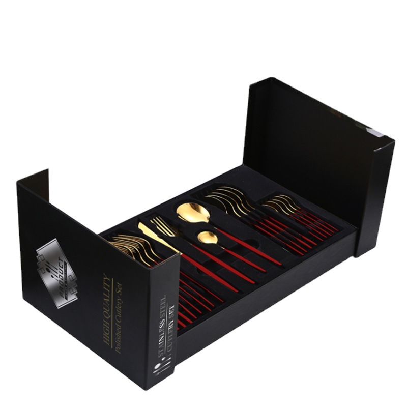 Amazon productos calientes vajilla de acero inoxidable 24 unidades traje Portugal cuatro piezas principales occidental cuchillo, tenedor y cuchara traje