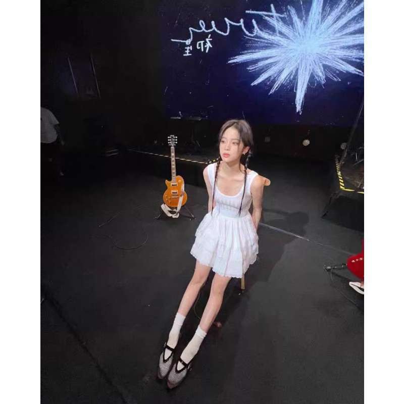 Song Yanfei's Same Style Pink Sleeveless Knitted Tank Top Dress for Women, 2026 Summer New Model for Petite Figures