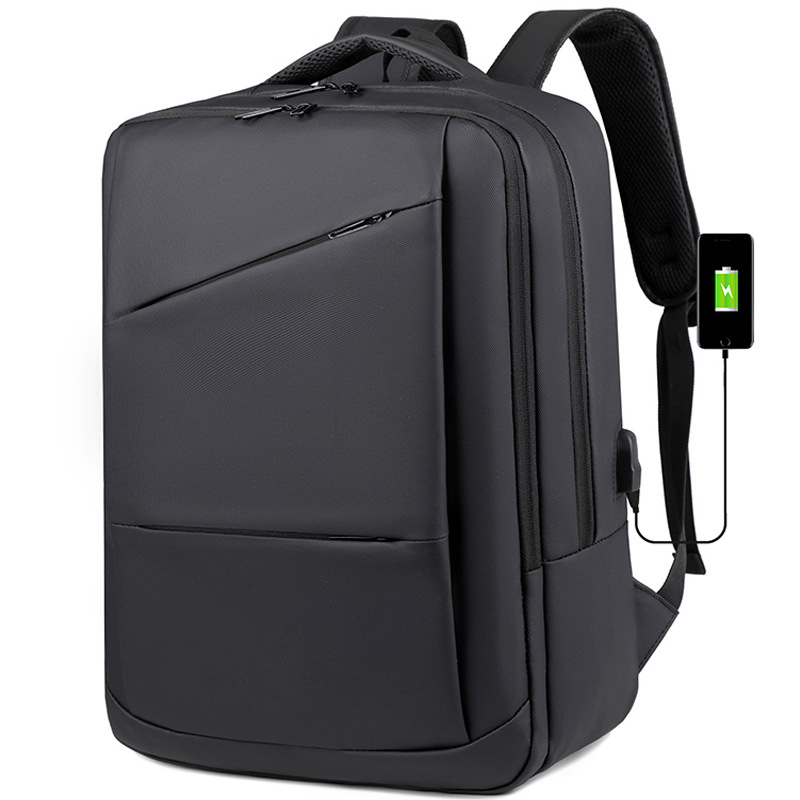 Mochila de película de cuero para hombre con carga USB transfronteriza
