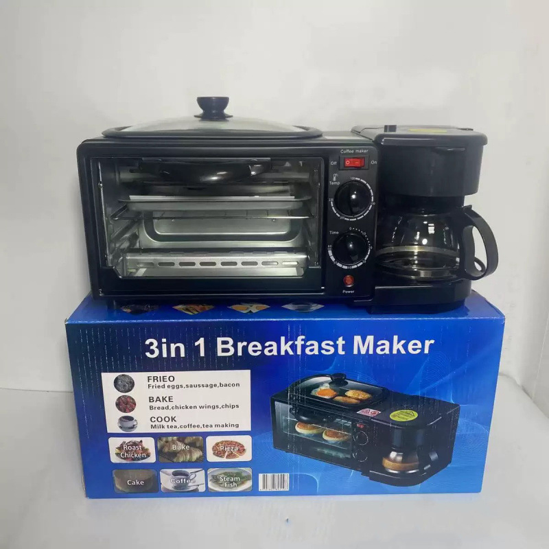 Foreign Trade Cross-Border Three-In-One Breakfast Machine Household Multi-Function Toaster Oven Coffee Machine Bread Machine Factory