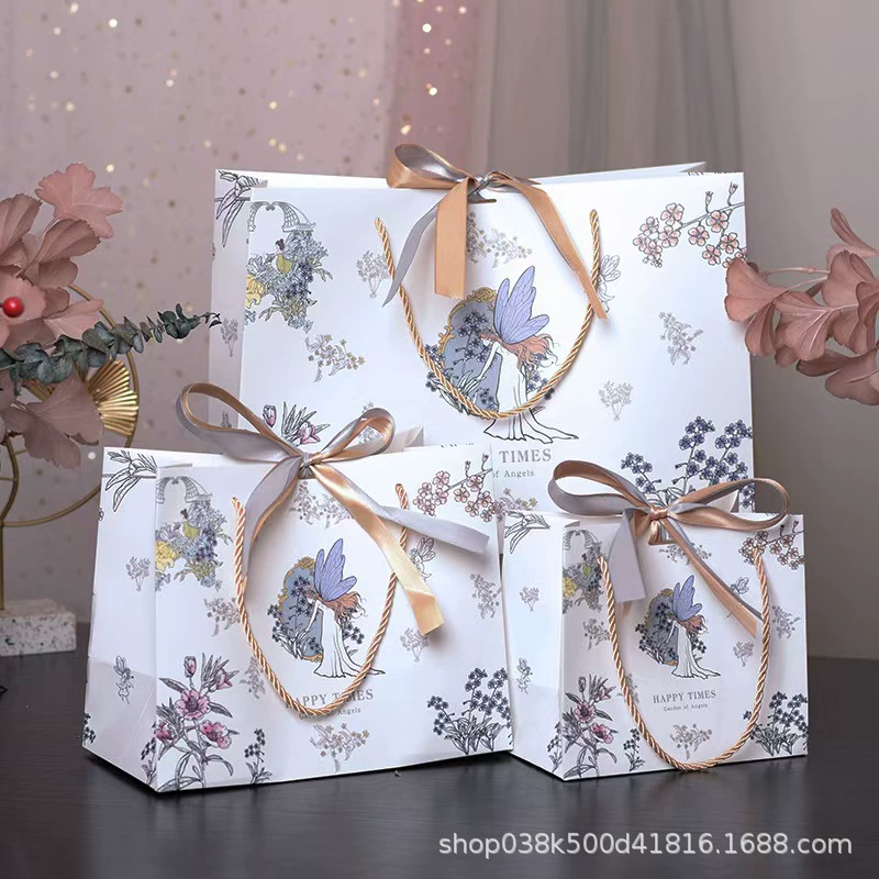 Изысканный подарочный пакет Angel Garden, готовая упаковка, бумажный пакет с лентой, подарочный пакет, оптовая скидка