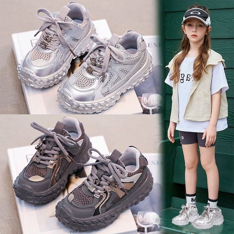 Детская обувь для осеннего прилива 2024 новый стиль мальчик мода Такер шины обувь нескользящие кроссовки для девочек