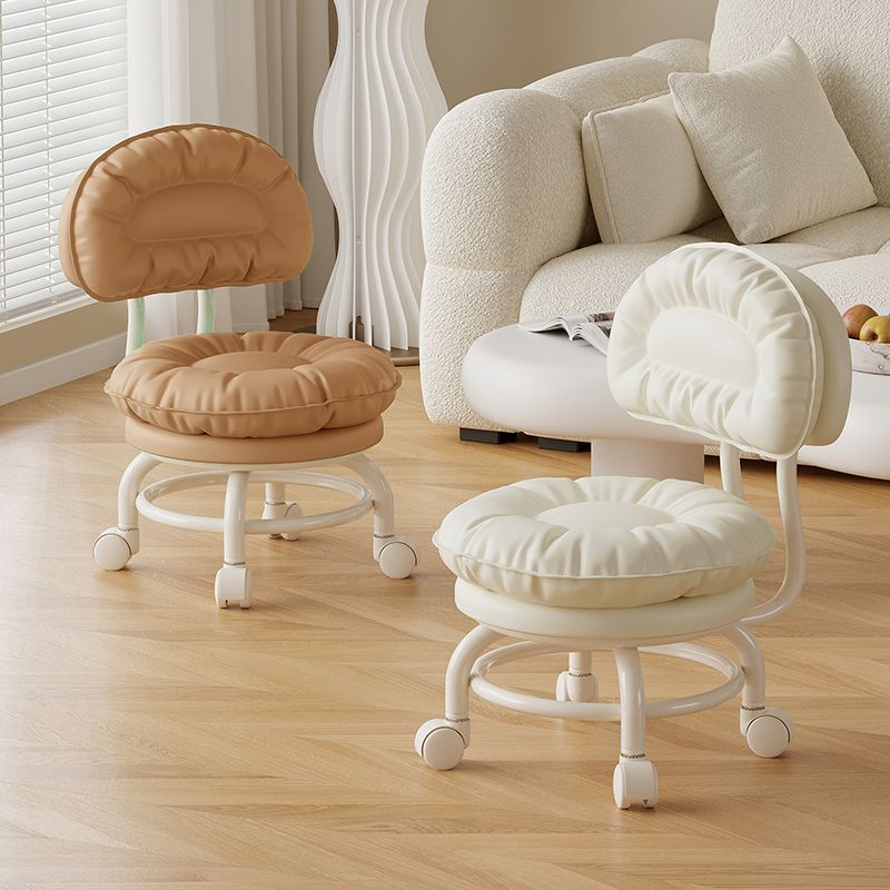 Rueda universal taburete pequeño polea taburete bajo para niños pequeños taburete redondo manicuría costura móvil con muñeca giratoria ligera