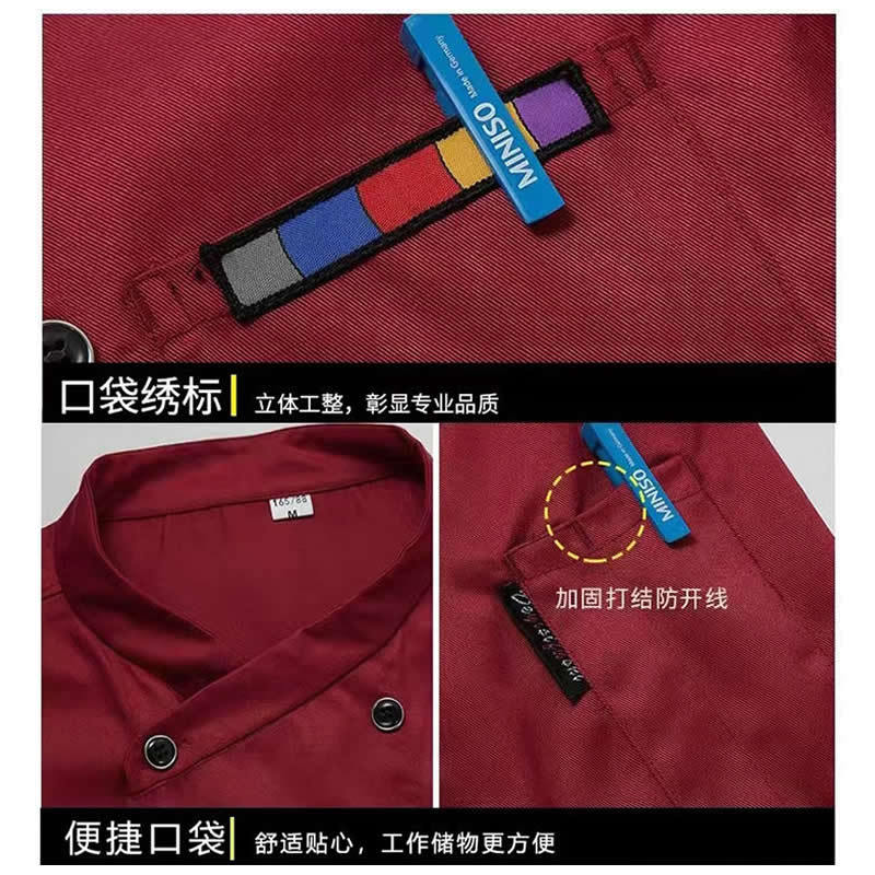 En stock impreso chef ropa verano traje fino cocina restaurante media manga transpirable verano moda chef ropa manga corta