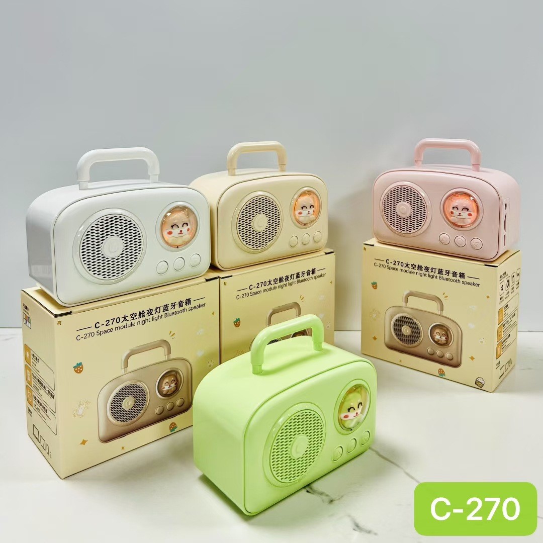 국경 간 새로운 C-270 우주 캡슐 야간 조명 블루투스 스피커 카드 블루투스 귀여운 만화 미니 스피커 C270