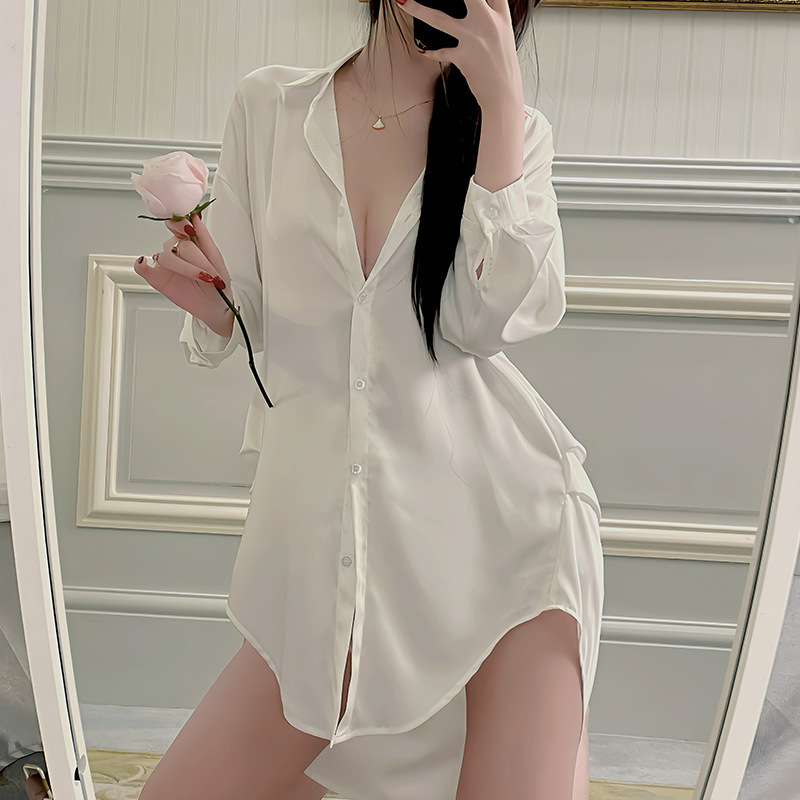 Sexy Underwear Boyfriend Style Shirt Thin Sexy Pajamas Charm Teasing Nightdress Female Abstinence Style Flirting Dress 311