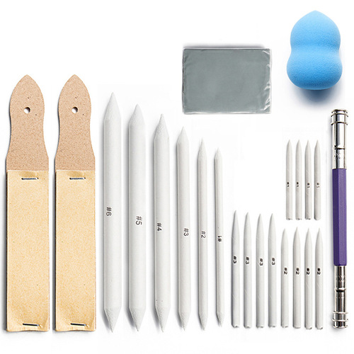 Student art test paper eraser pen 23-piece set sketch painting correction smudge pen pencil extender plastic sponge eraser