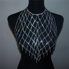 Cross-border New Arrival: Sexy Beach Rhinestone Body Chain, Fashionable Hollowed-Out Mesh Crystal Bra Chain, Top and Dress Accessories