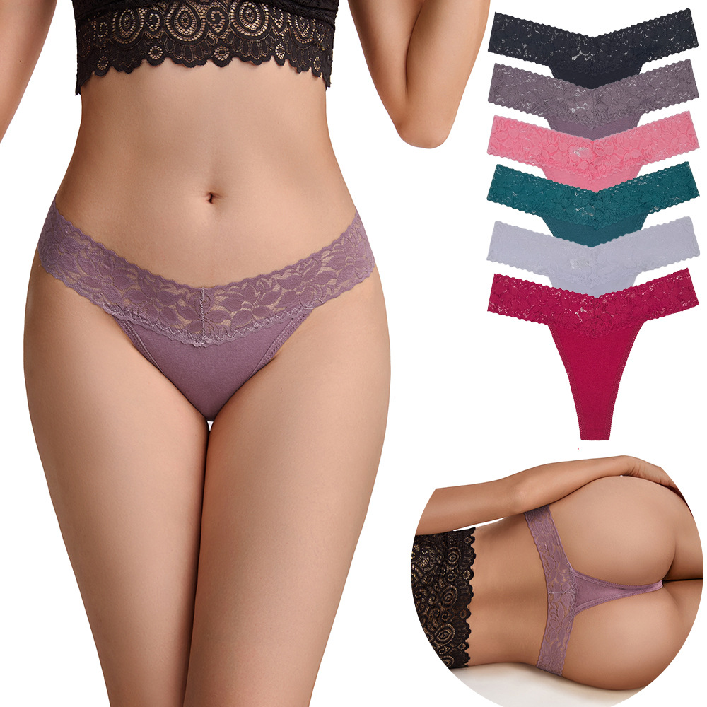 Yunmeng Niouma Women's Lace Thong - Comfortable and Breathable Women's T-Back Cotton Panties for Cross-Border Wholesale