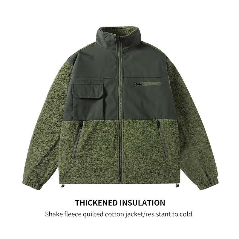 Fleece-Baumwollwattierte Jacke für Herren mit lockerem Stehkragen – Wärmende und lässige Fleece-Baumwollwattierte Jacke für Herren_voghion.com