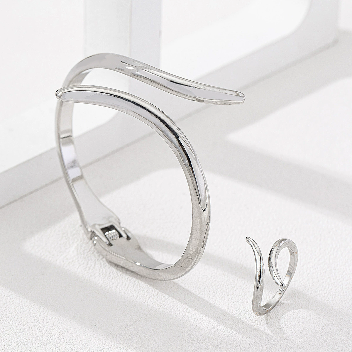 Set, bracelet, ring, glossy accessory, jewelry