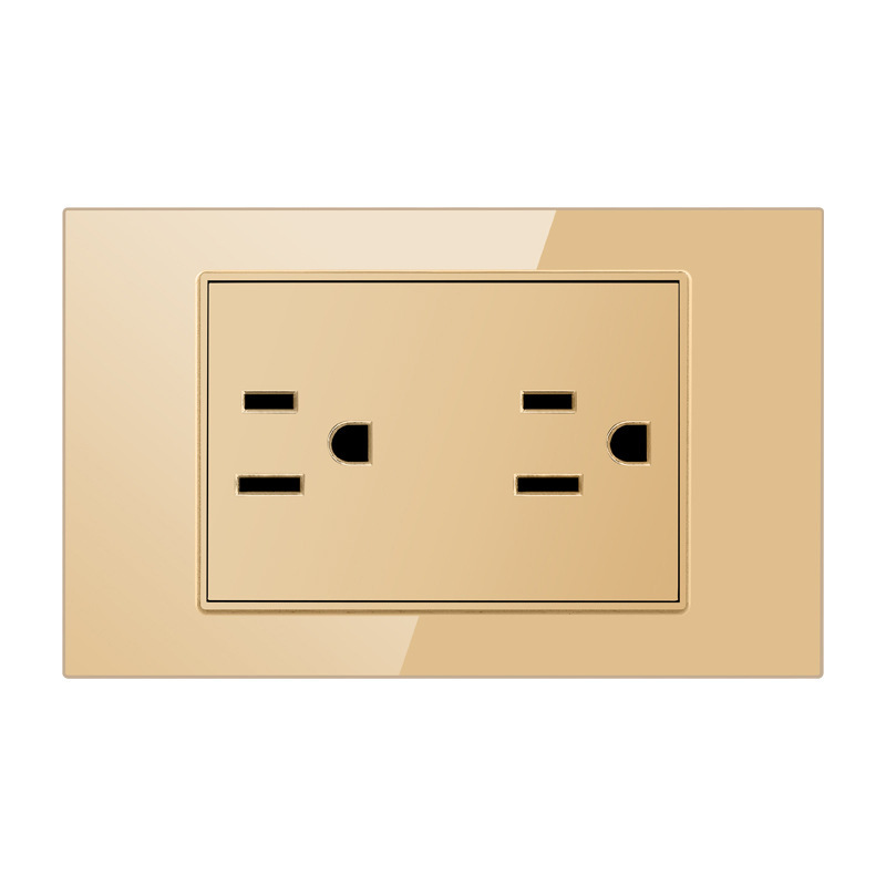 Taiwán estilo americano USB tipo-C interruptor de vidrio temperado dorado 118 tipo panel de toma de corriente de pared mexicana