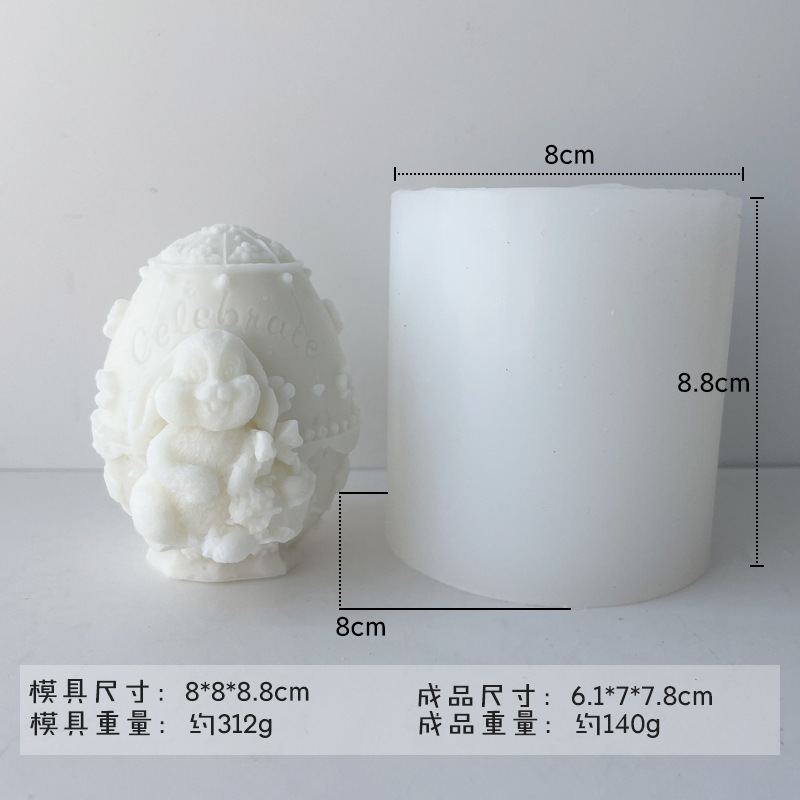 Alivio de dibujos animados orejas verticales huevo conejo vela molde DIY aromaterapia fragante piedra regalo a mano decoración yeso herramienta abrasiva