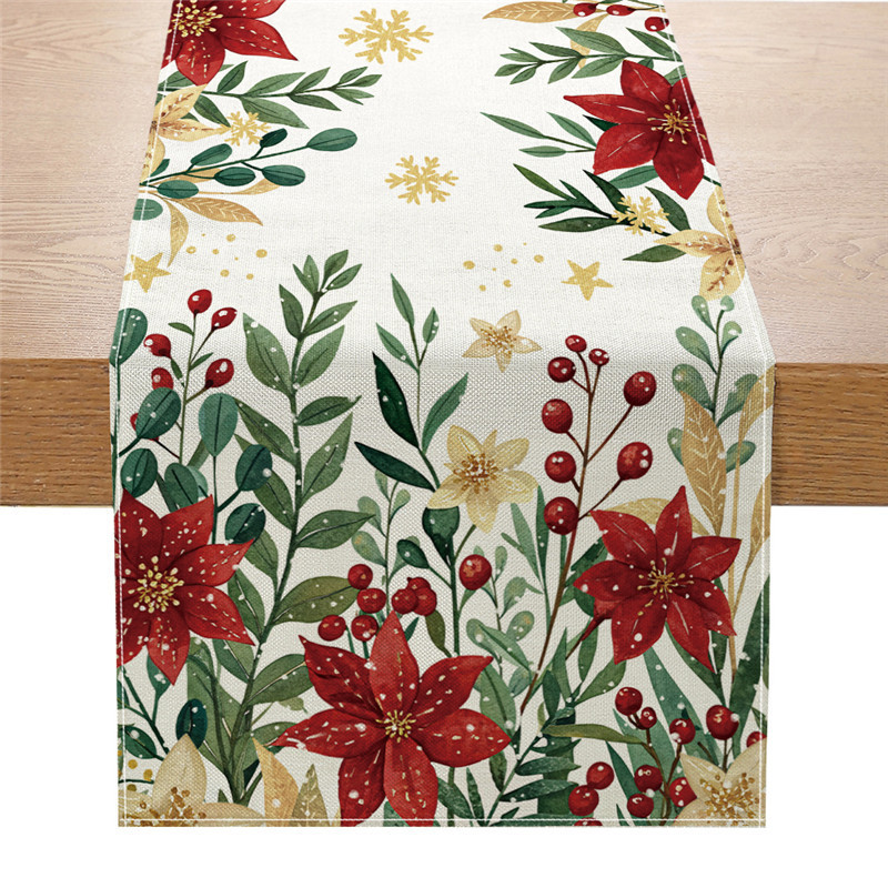 Banderas de mesa de Navidad transfronterizas personalizadas multipatrón impresas bandejas de decoración de mesa de fiesta doméstica tela de mesa image 15