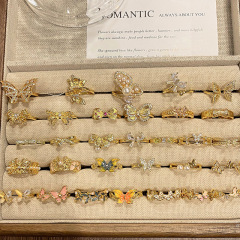 復古高級感日系蝴蝶琺瑯系列戒指女vintage小眾設計個性輕奢指環