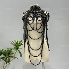 Fancy Yani Heavy Industry Court Retro Handmade Pearl Wedding Dress Gown Body Chain with Accessories Handmade Braided Shawl