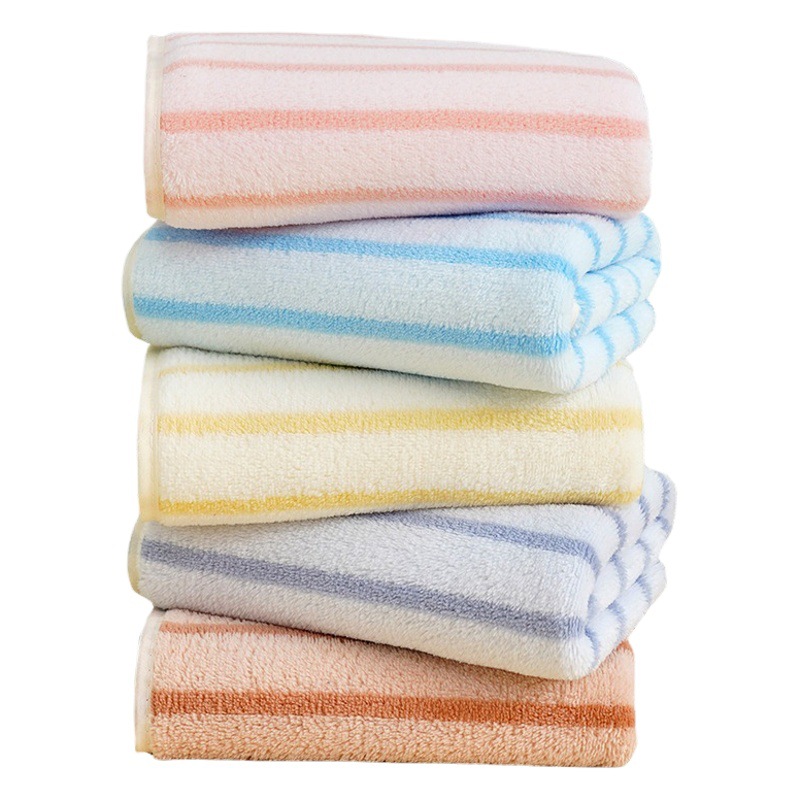 Coral Fleece Towel Wholesale Five Pack Encrypted Thickened Stripe Absorbent Towel Color Stripe Wash Towel Gift Welfare