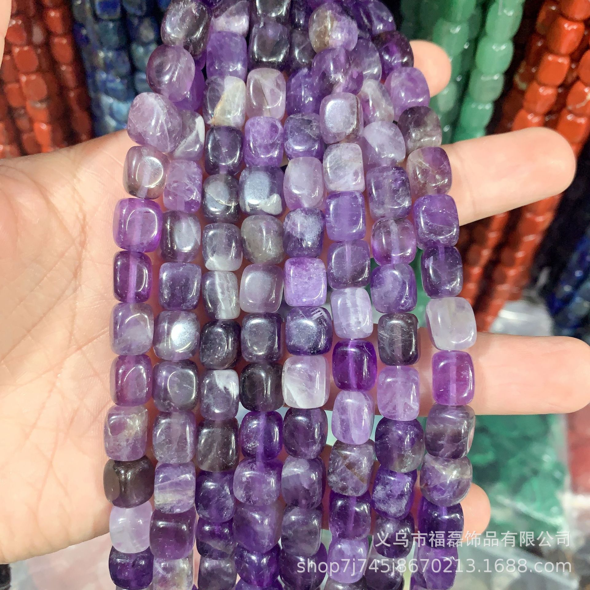 天然原石方块紫水晶玛瑙不规则8*10方粒直孔珠diy饰品配件方珠散