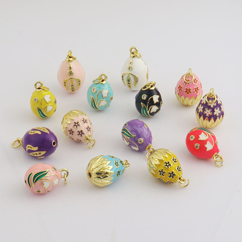 European and American Easter Enamel Egg Pendant DIY Jewelry Accessories Copper Oil-Drip Jewelry 2025 Autumn Easter Necklace