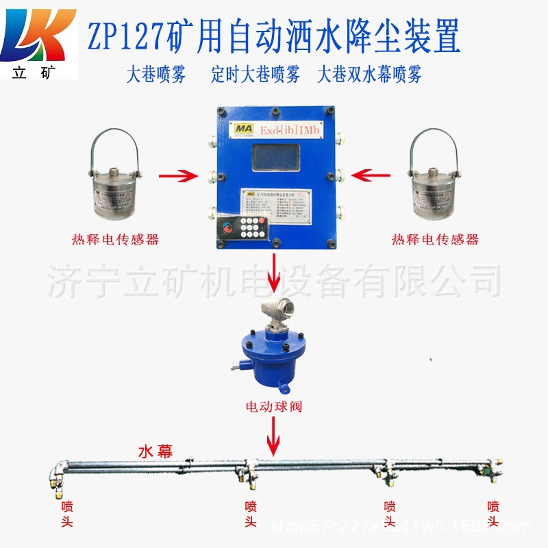 掘进机大巷喷雾粉尘超限洒水矿用自动洒水降尘装置ZP127放炮喷雾