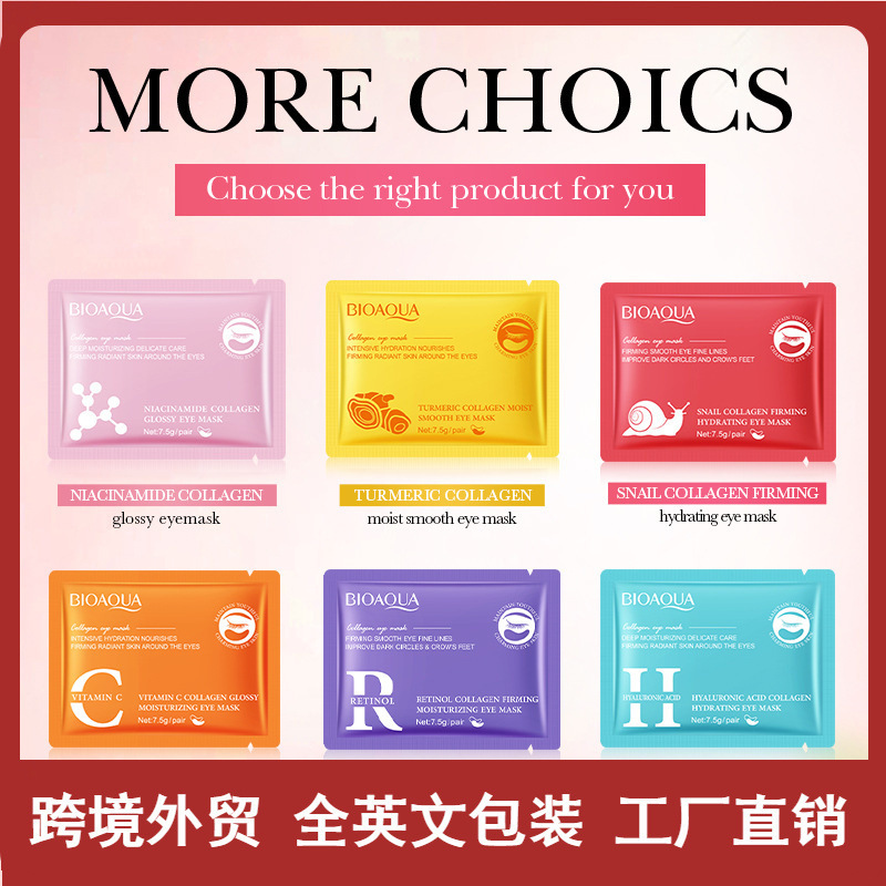 Full English Bioaoua Snail Collagen Firming Hydrating Eye Mask Moisturizing Eye Mask Cross-Border Foreign Trade Wholesale