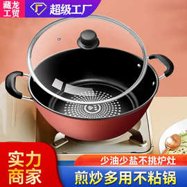 跨境钻石汤锅家用煮汤锅燃气电磁炉通用大容量双耳煲汤熬汤锅炖锅