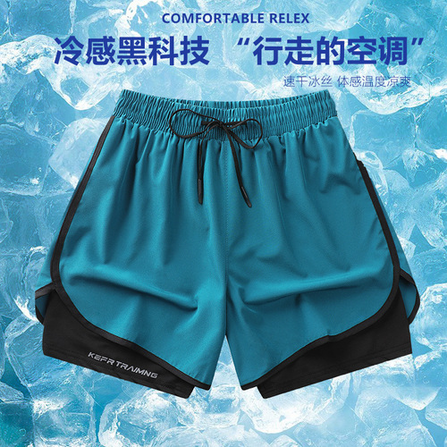Mesh shorts athletic shorts men quarter five-length pants quick-drying breathable elastic muscle fitness dog training running trendy