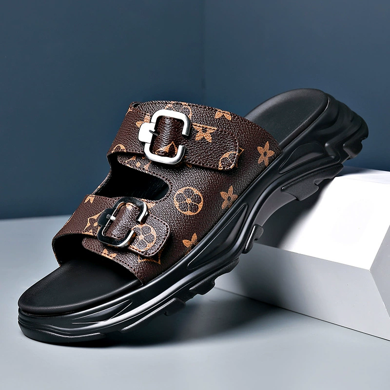 Мужские летние новые тапочки для улицы, модные, повседневные и универсальные, модные мужские летние пляжные сандалии