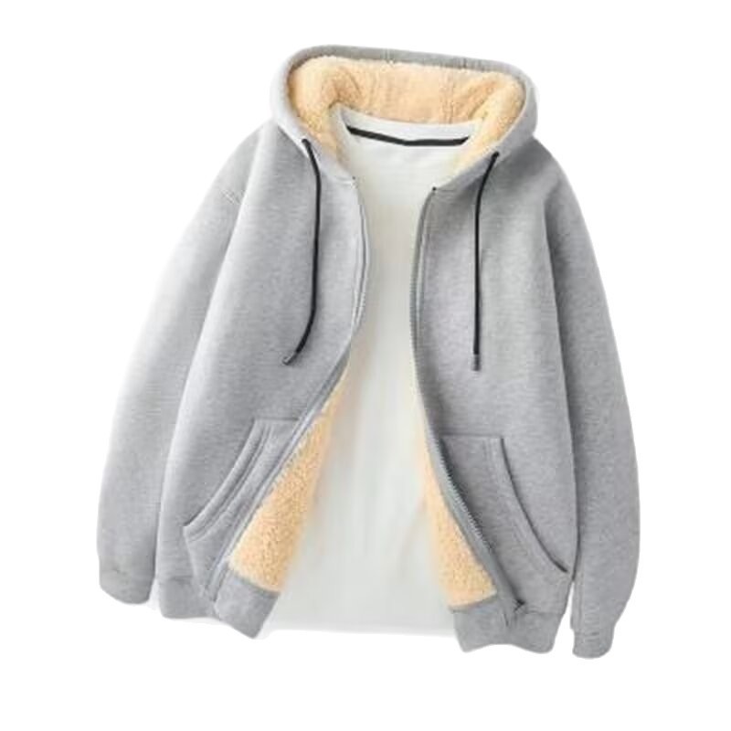 Transfronterizo otoño invierno chaqueta de cashmere hombre pesado con terciopelo calentamiento chaqueta de hombre cardigan con capuz adolescente
