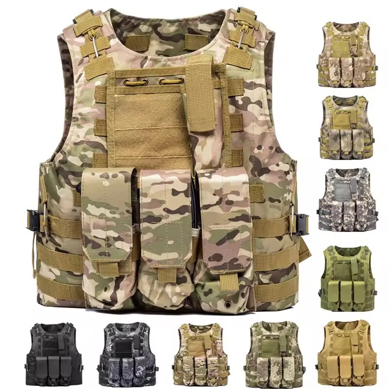 Black Custom Tactical Security Vest Multicam with Molle System Rig Combat Plate Carrier Tactical