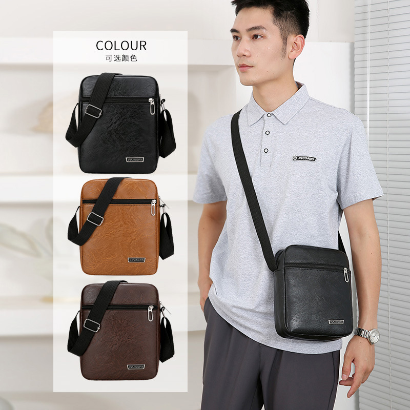 Nuevo bolso de hombre de cercanías de negocios PU cuero suave simple color sólido bolso de hombro todo fósforo bolso de mensajero de textura de gran capacidad multicapa