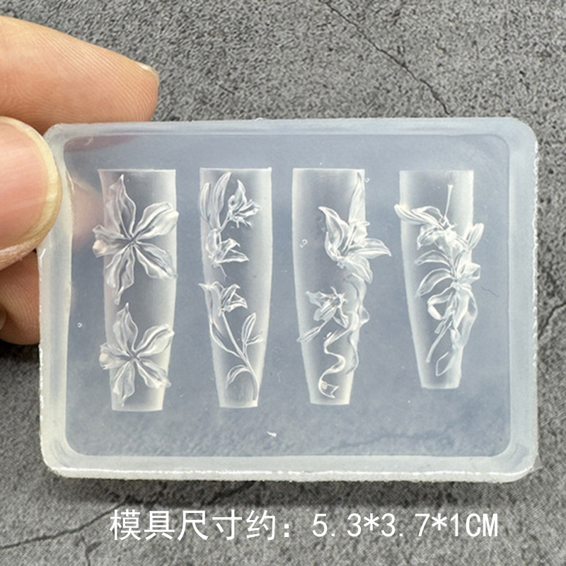 美甲模具diy工具透明指甲装饰3D立体天鹅蝴蝶结花朵手工硅胶膜具|undefined