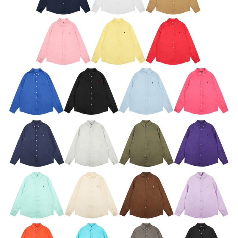 Cross-Border Autumn and Summer New Style Pony Logo Business Casual 100% Pure Linen Women's Shirt Long-Sleeve Polo Shirt with Button Collar Cross-Border Autumn and Summer New Style Pony Logo Business Casual 100% Pure Linen Women's Shirt Long-Sleeve Polo Shirt with Button Collar