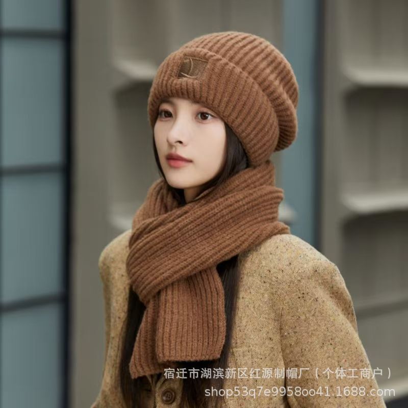 新款毛线帽子女秋冬季加绒加厚保暖堆堆冷帽大头围护耳百搭针织帽|undefined