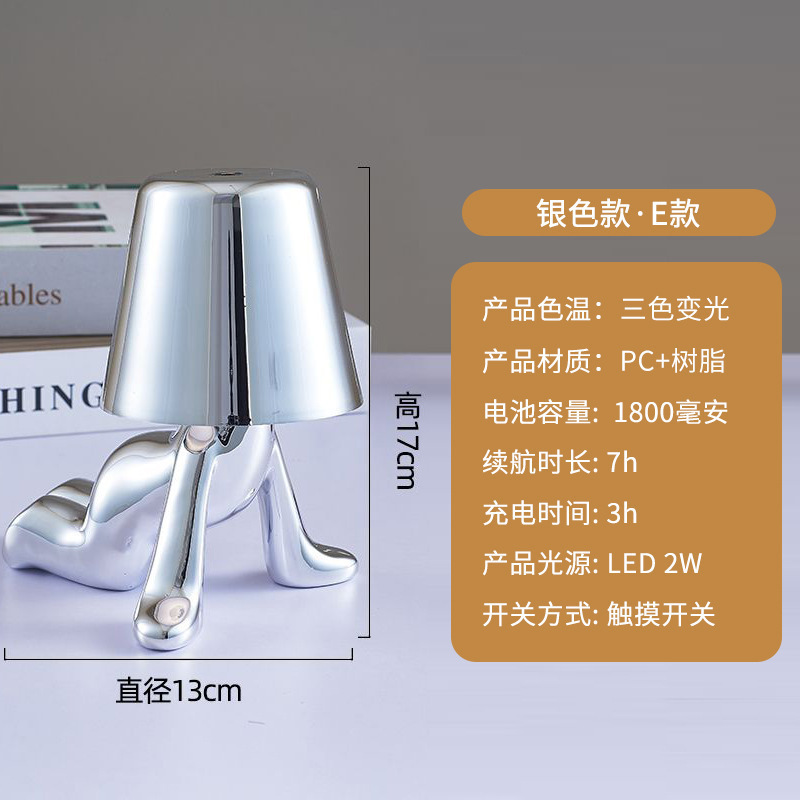 国境を越えた小金人電気スタンド装飾テーブルライトレストランカフェの家庭装飾雰囲気ランプ思考者の小夜灯|undefined