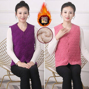 Autumn and Winter Warm Heating Vest Women's V-Neck Single-breasted Vest Double-sided fleece-lined Thickened Inner Waistcoat