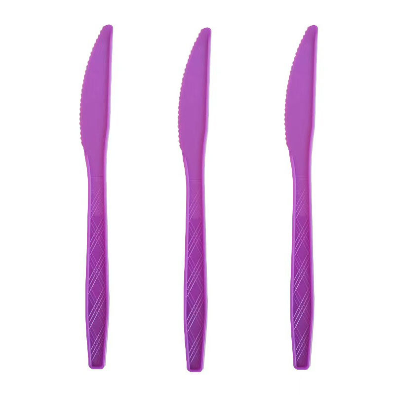 25 piezas transfronterizas Amazon PS desechable de plástico cuchillo, tenedor y cuchara vajilla de tres piezas conjunto de banquete de la torta del partido