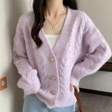 小清新外穿针织衫开衫毛衣外套女2024秋装新款韩版宽松气质上衣女