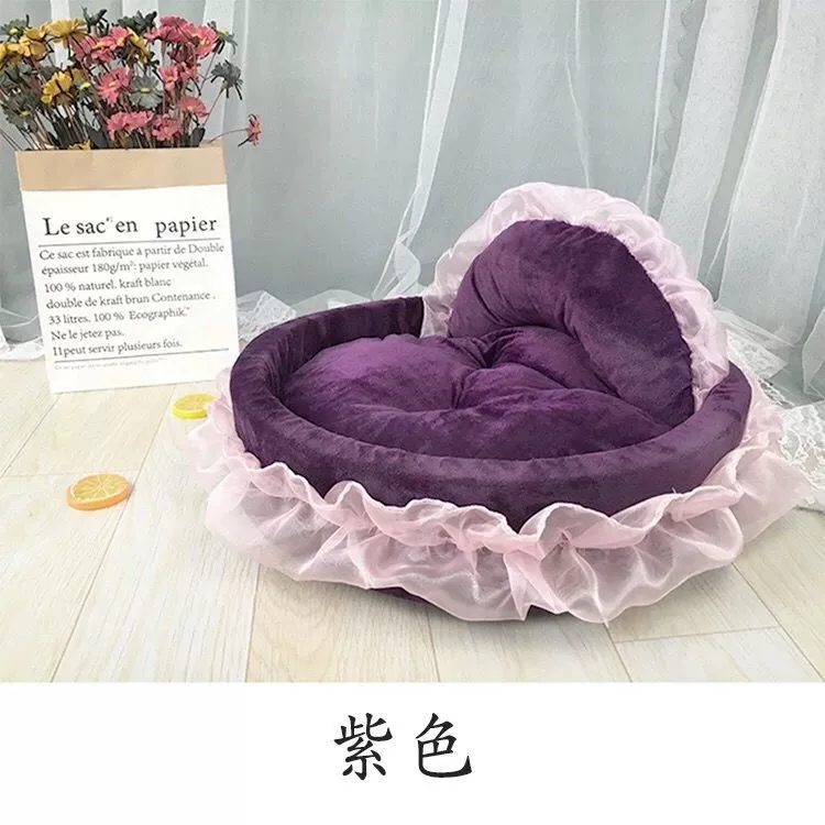 Лежанка-гнездо Princess Teddy для кошек и собак, теплая четырех сезонов, бархатная, с плюшевой игрушкой; цвета фуксия, фиолетовый, серый