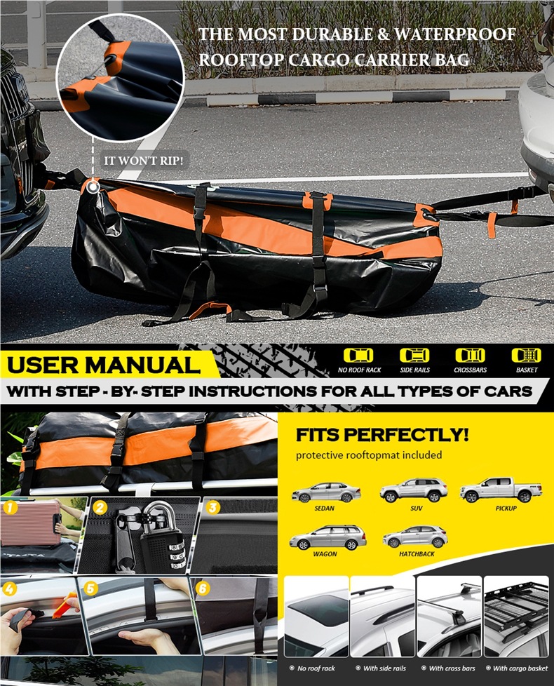 【New Arrivals】Luggage Rack Roof Bag Waterproof Rainproof Luggage Bag Car Roof Rack Suitcase Car Storage Bag