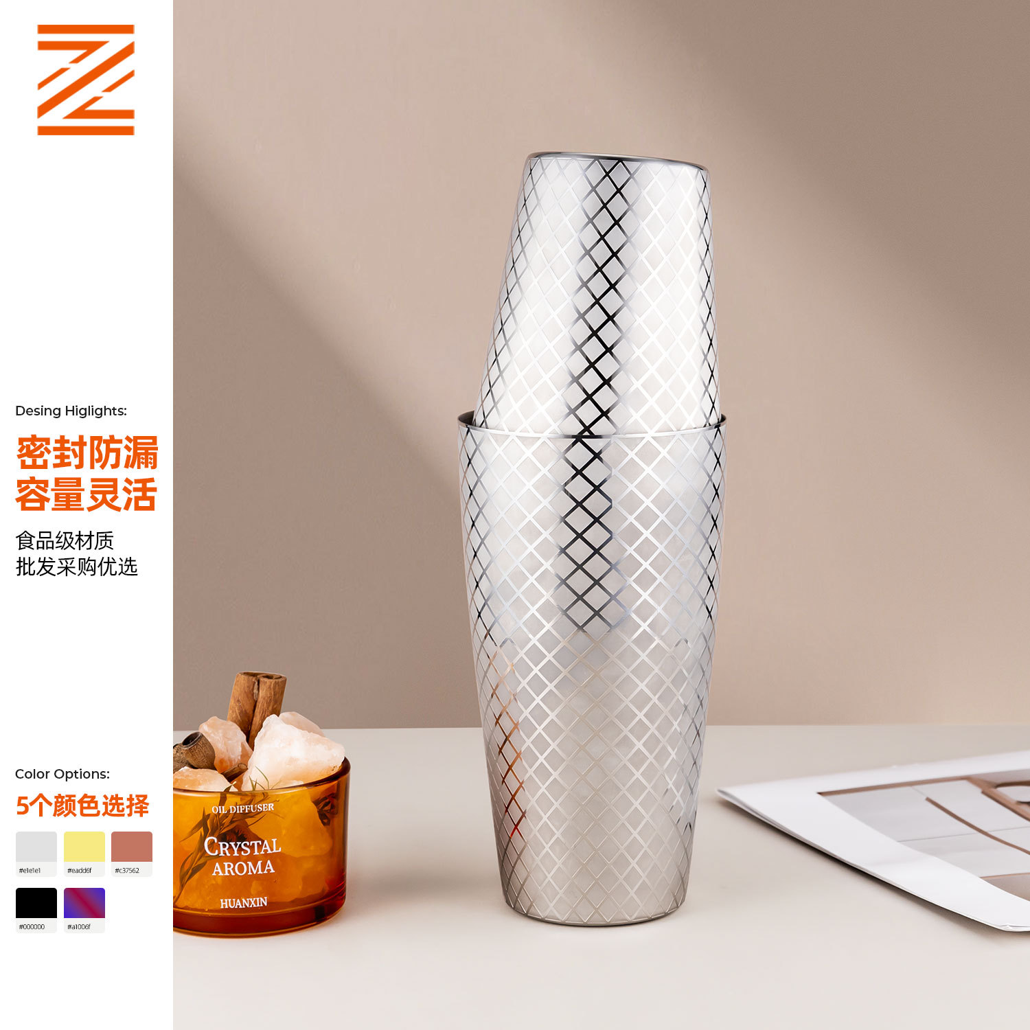 304 acero inoxidable exquisitamente tallado flores de dos secciones con fondo sin fondo Boston bar mezclador shaker kettle