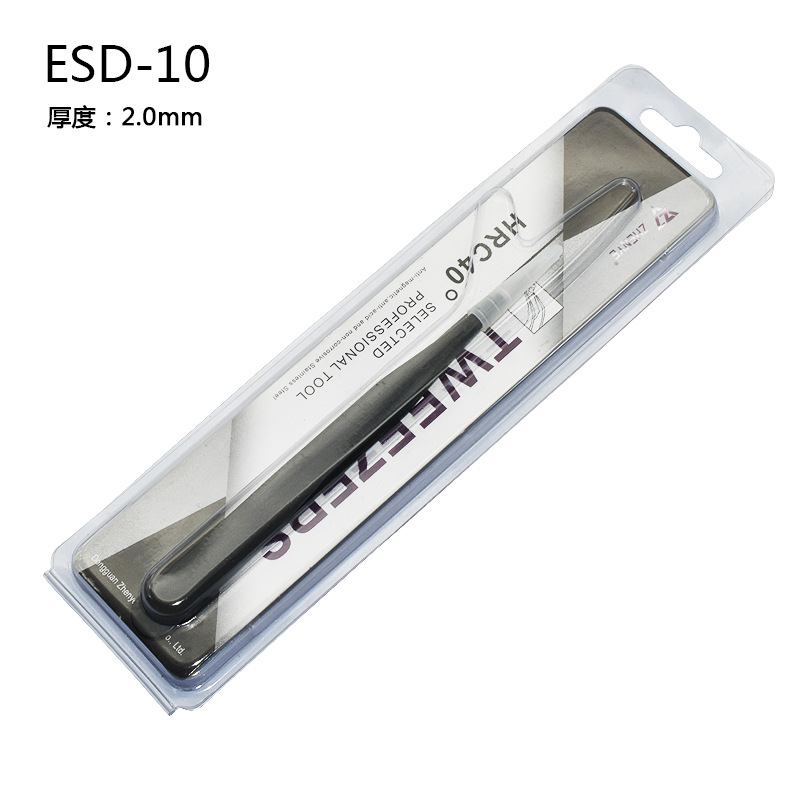 Pinzas de acero inoxidable para manualidades, pinzas puntiagudas para decoración de uñas, pestañas postizas, herramienta antiestática ESD-15 para bisutería.