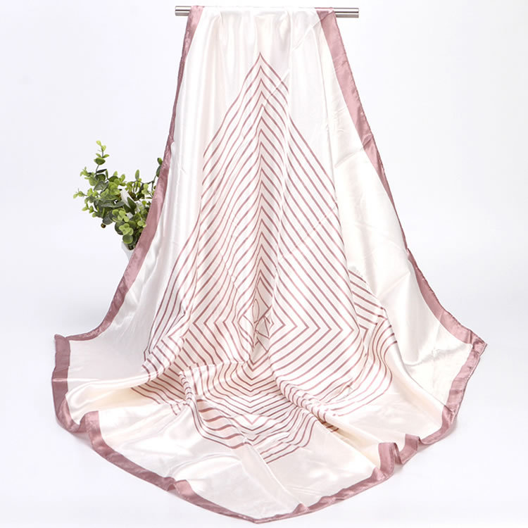 Women's Silk Scarf Black And White Striped Printed Square Accessory_voghion.com