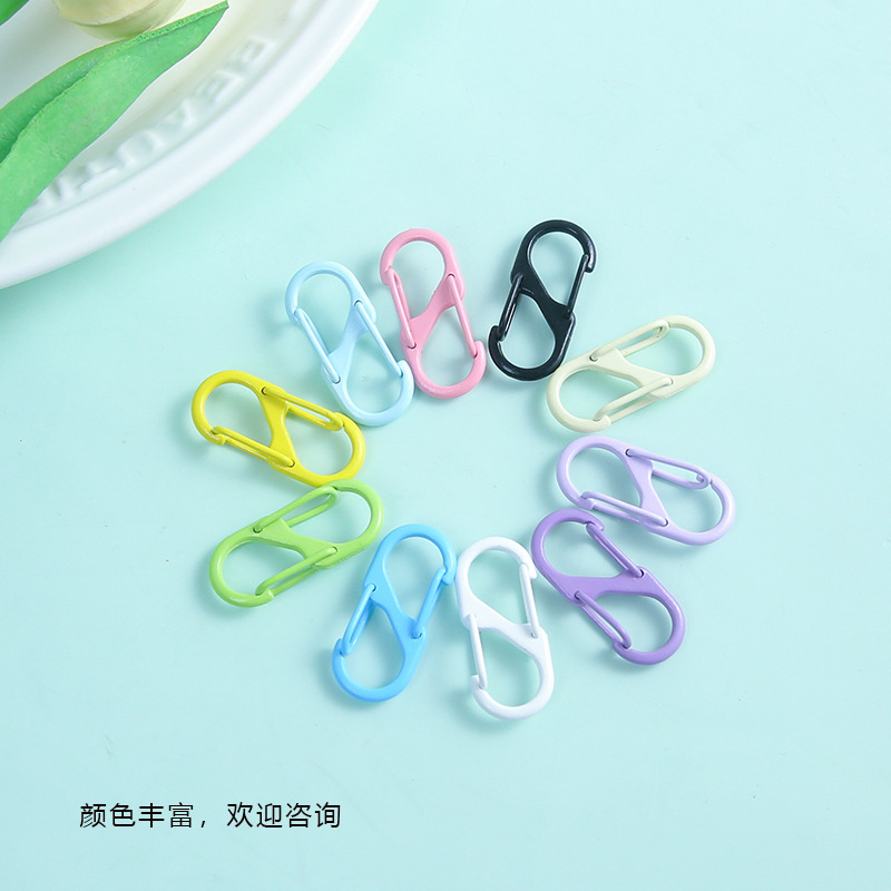 キャンディーカラー合金ダブルオープン S 字型ドアバックルスプリングバックル diy キーホルダーアクセサリーペンダント接続リング材料卸売