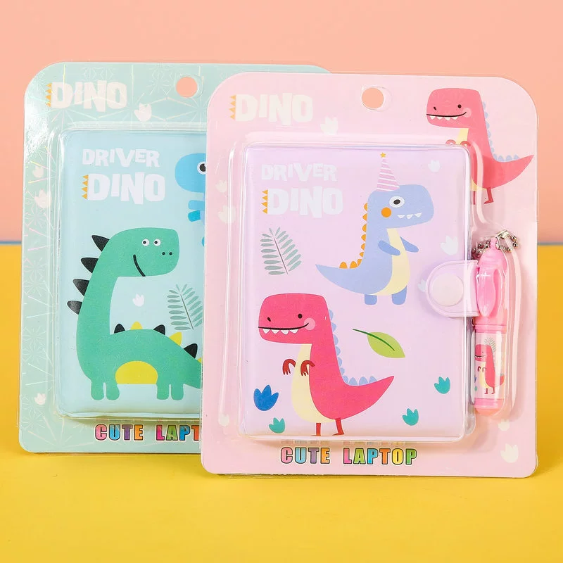Канцелярский набор (DINO) Cute Mini Laptop Notebook, шариковая ручка и брелок — assorted персонажи