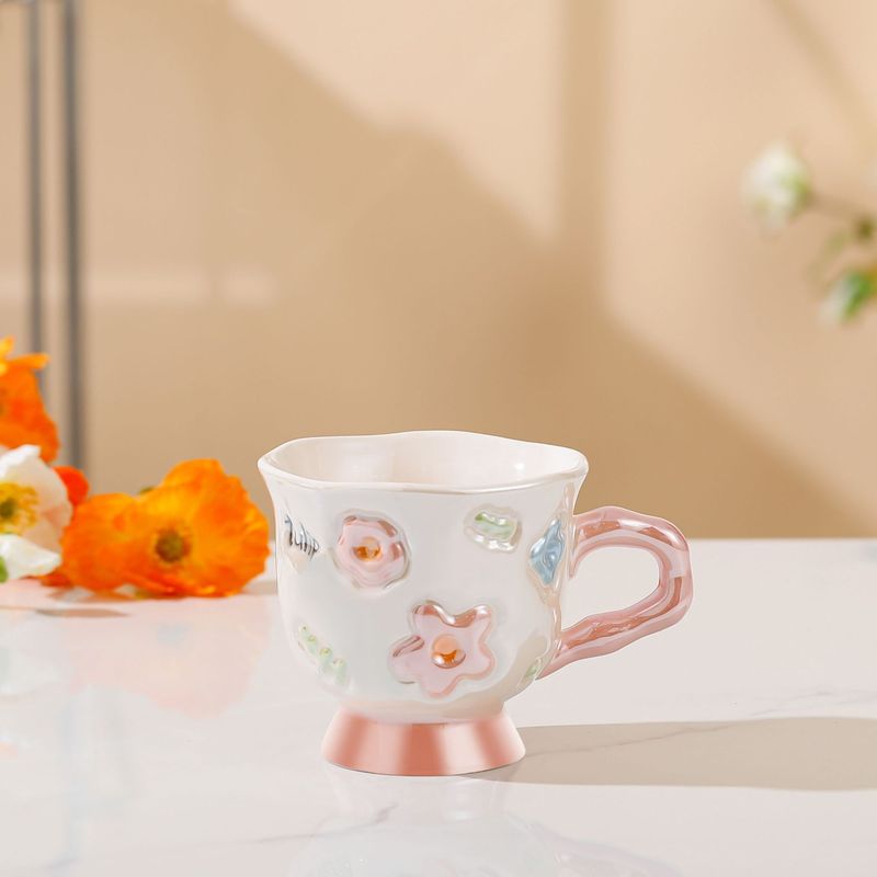 クリエイティブな手彩花陶磁器カップ高颜値お土産カップ大容量オフィスコーヒーカップカップルカップ|undefined