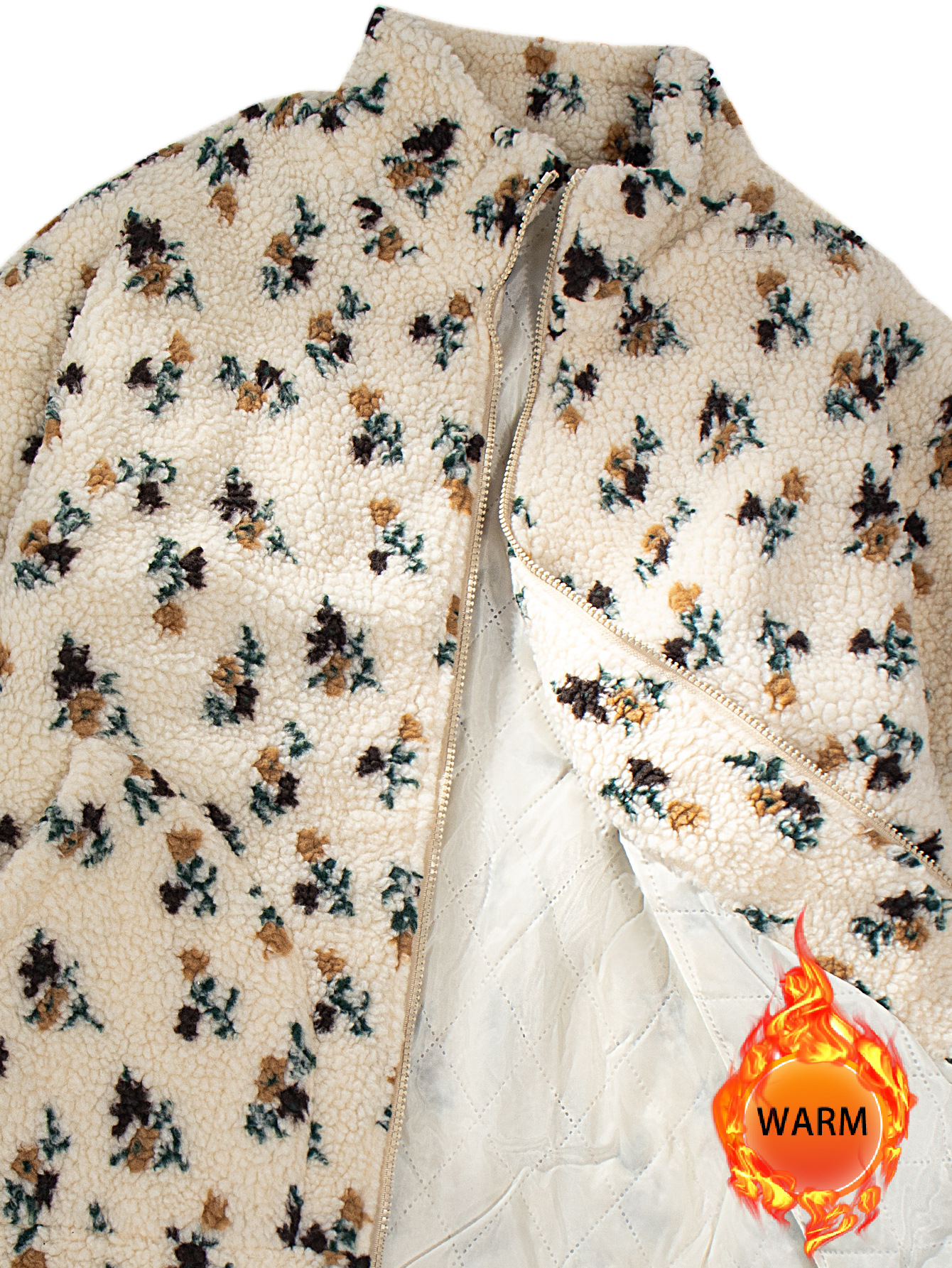 Invierno chaqueta de algodón de cordero de invierno, chaqueta de algodón de lana de cordero con cuello vertical, chaqueta de algodón de invierno cálida