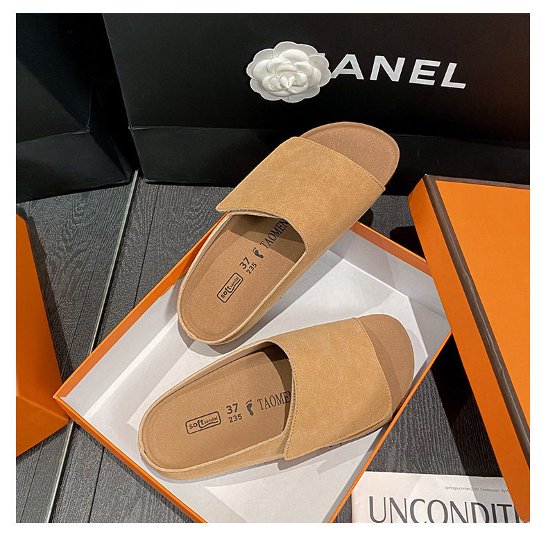 Dép sandal nữ quai ngang bản rộng mũi tròn đế bằng gấp gọn đi ngoài trời mùa hè — Màu Kaki, Màu mơ, Màu đen chi tiết 28